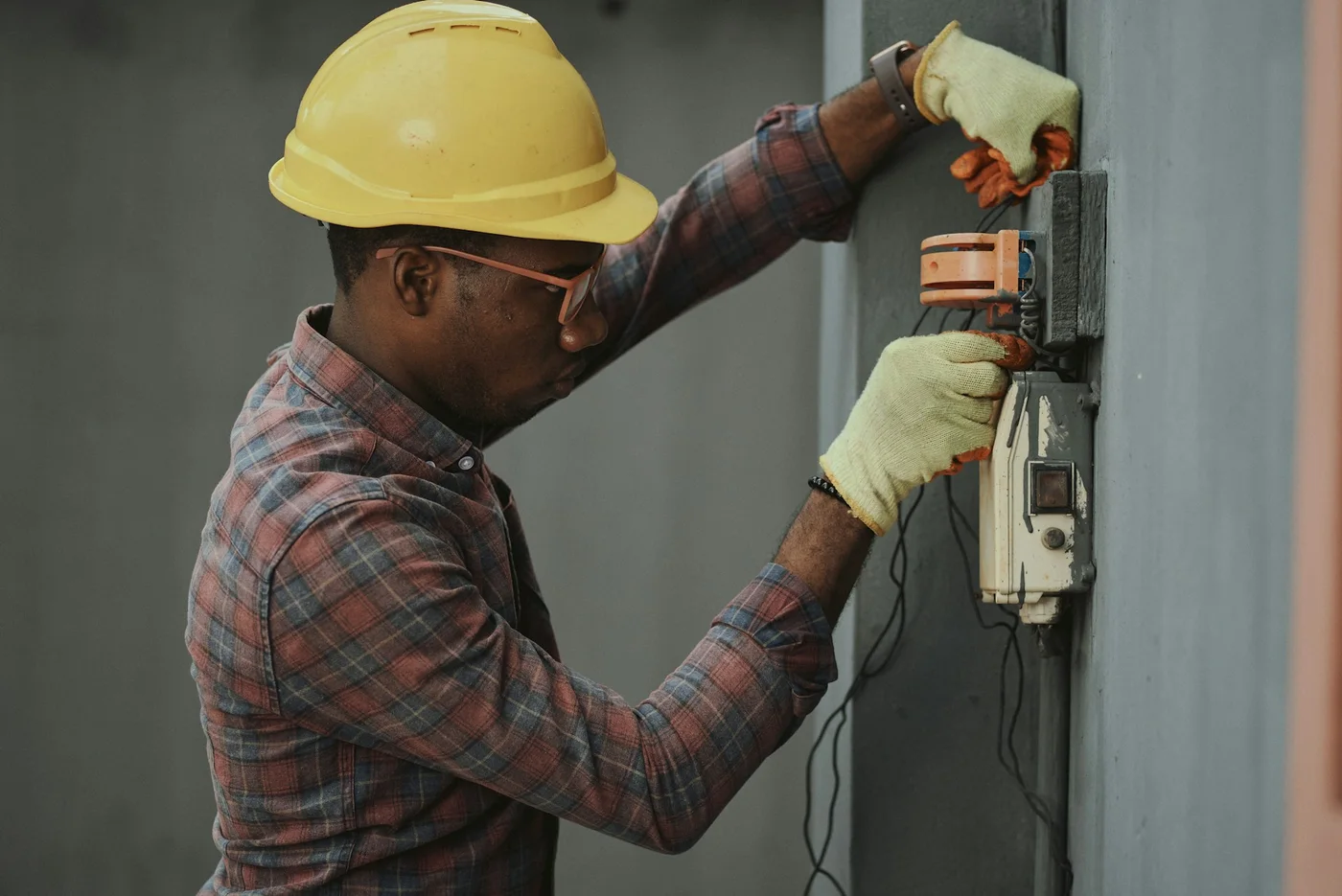 Electrician working on an electrical installation
